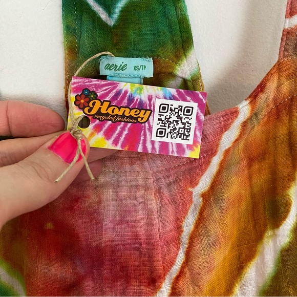 Handmade Geode Tie Dye Romper Shorts Womens XS Jumper Jumpsuit Pockets Multi - Picture 9 of 14